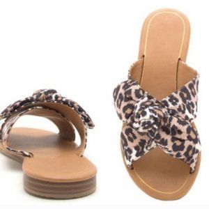 LEOPARD PRINT Leather Sandal Slides 7.5 9 Trendy